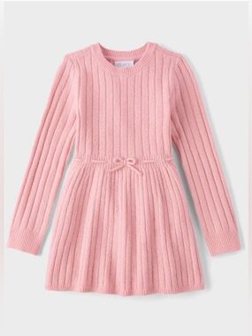 The Children’s Place Girls Bow Ribbed Sweater Dress in Pink, Sz. L (10/12)
